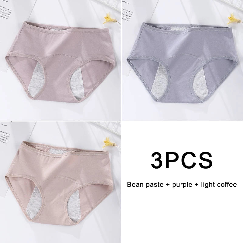3PCS/set Women's menstrual briefs large flow postpartum water absorption leakproof briefs women's pure cotton menstrual briefs