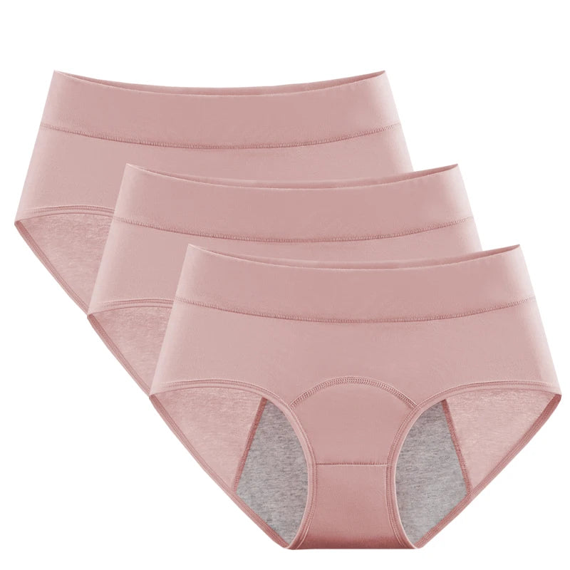 3pcs Cotton Women's Mid Waist Leak Proof Menstrual Panties Female Widen Period Physiological Briefs Lady Ventilate Comfort Panty