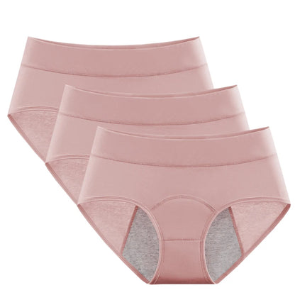 3pcs Cotton Women's Mid Waist Leak Proof Menstrual Panties Female Widen Period Physiological Briefs Lady Ventilate Comfort Panty