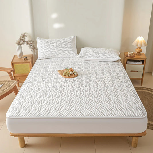 Dreamreal Cotton Thick Quilted Mattress Cover Anti-bacterial Anti-mite Mattress Protector Topper Pad Soft Fitted Sheet 6 Colors.