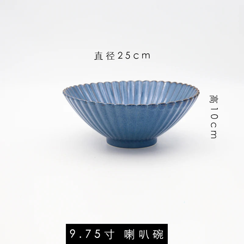 Retro Household Ceramic Tableware Kiln Variable Glaze Western Plate Creative Long Plate Main Dish Dinner Plate Kitchen Supplies