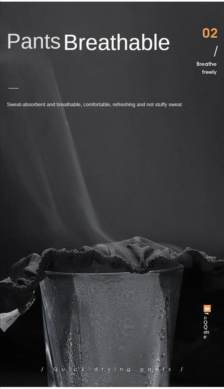 Ice Silk Men's Summer Pants Elastic Waist Straight Leg Trouser Male Quick Dry Big Size Large Plus Stretch 6XL 7XL Work Outdoor.