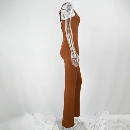 Sexy Jumpsuits Women Summer New Hollow Out Sleeveless Solid Bodycon Rompers Backless Fashion Casual Streetwear Sporty Overall.