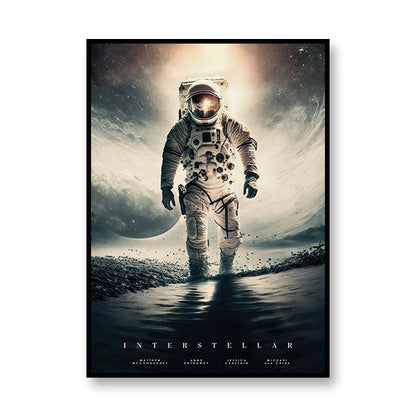 Interstellar Movie Poster Astronaut Outer Space Canvas Wall Art Print Mural Home Decor Movie Lover Gift Unframed