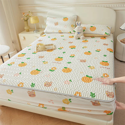 Cartoon Cute Pattern Cooling Fitted Sheet Single Natural latex fabric Soft cushion for Bedding Slow rebound Non-Slip Mattress.
