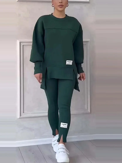 New Women's Fashion Casual Sweatshirt + Trousers Cover Autumn Winter O Neck Long-sleeved Hoodie Women's Suit Sports 2piece Set.