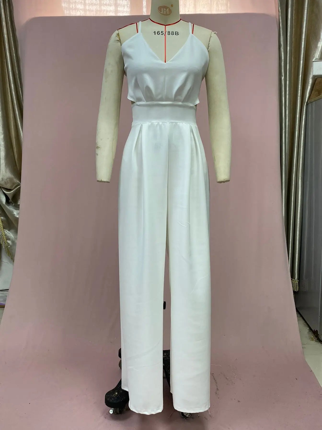 Women Sexy Jumpsuits Backless V-neck Spaghetti Strap Lace-up New Summer Sleeveless Elegant Street Wide-leg Pants Long Rompers.