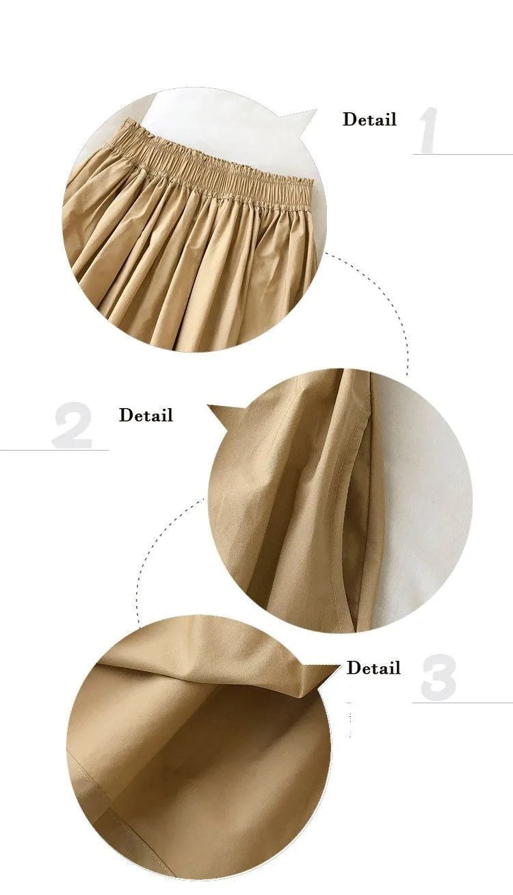 Women Black skirt midi High waist korean style Pleated a line Vintage Clothing 2025 new Summer Casual Fashion Ladies Work Wear