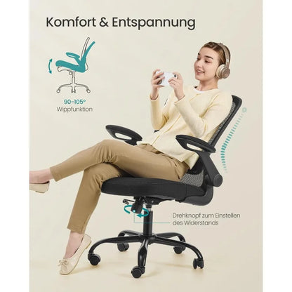 SONGMICS Bürostuhl, Schreibtischstuhl, Drehstuhl mit Netzspannung, ergonomisch, gepolsterte Lendenstütze, Wippfunktion