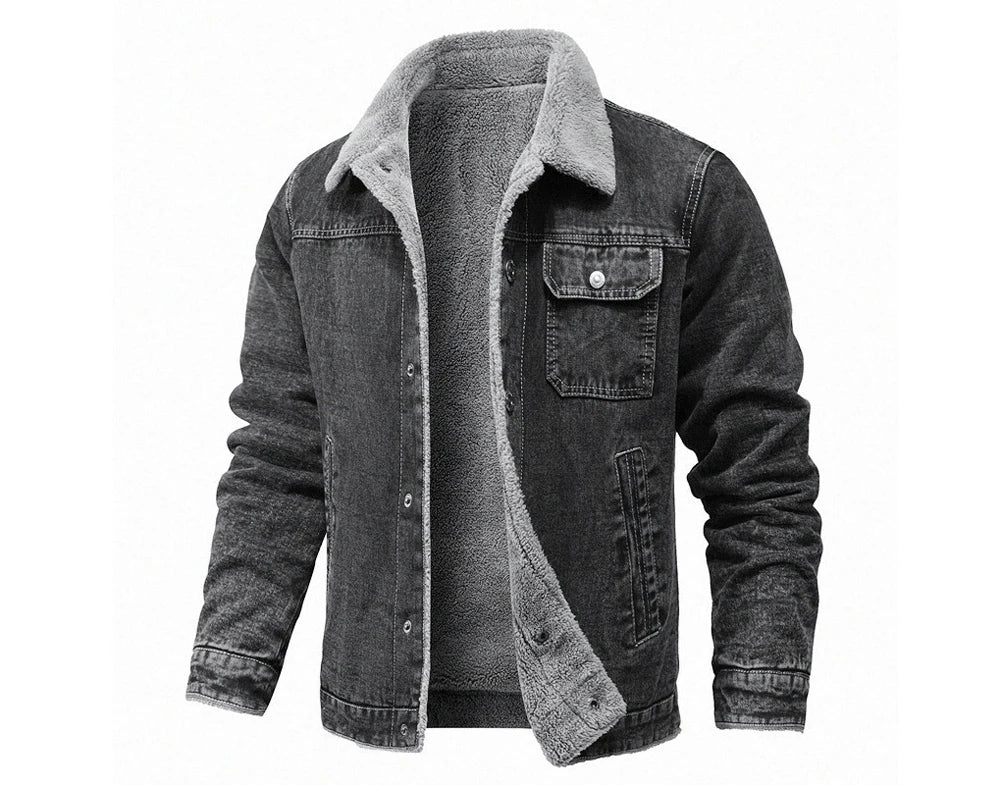 DIMUSI Winter Men's Denim Jackets Man Fleece Warm Windbreaker Jacket Fashion Mens Retro Cotton Military Jean Coats Clothing.