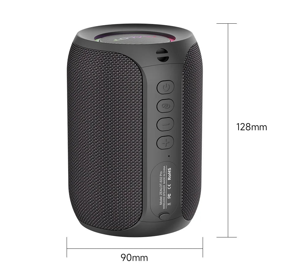 Zealot-S32PRO Powerful Bluetooth Speaker, Bass Wireless, LED Light, Outdoor Speakers, Subwoofer, Waterproof Sound Box Support.