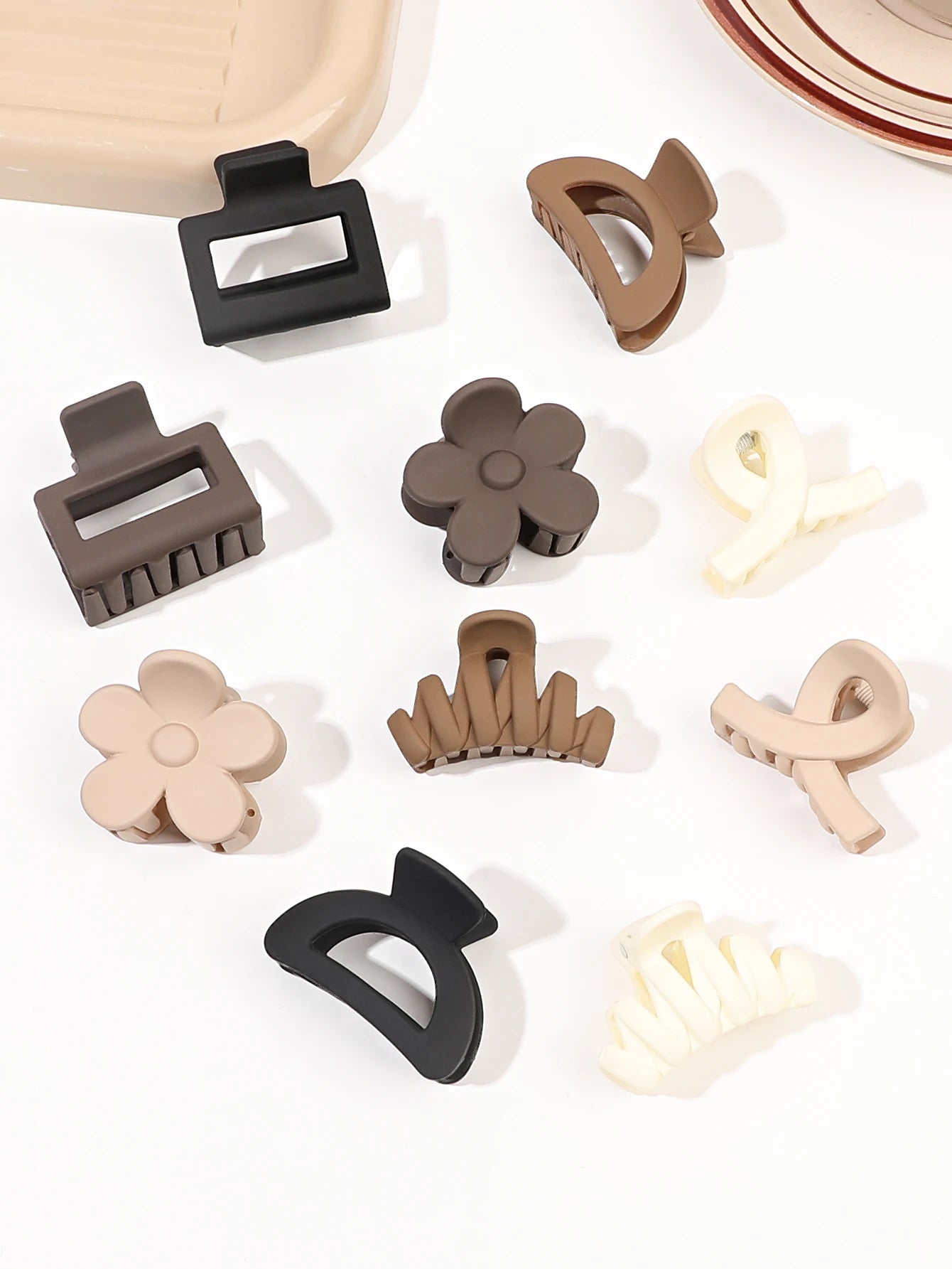 10 Pcs Pink Small Claw Clips Set,Matte Tiny Flower Jaw Clips for Women Girls,5 Style Nonslip for Thin Medium Fine Hair