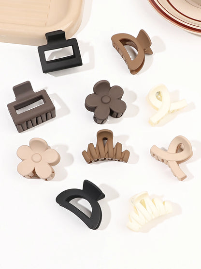 10 Pcs Pink Small Claw Clips Set,Matte Tiny Flower Jaw Clips for Women Girls,5 Style Nonslip for Thin Medium Fine Hair