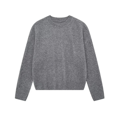 TRZA-Damen Soft Touch Übergroßer Strickpullover, O-Ausschnitt, lange Ärmel, weibliche Pullover, schicke Tops, Mode.