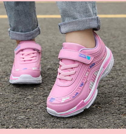 Girls Sport Shoes Waterproof Running Kids Sneakers Casual Leather Pink Breathable Fashion Antislip Lightweight Children Shoes