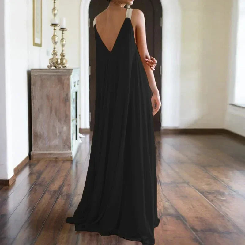 Sommer Frauen Boho Kleid Mode Spaghetti Strap Schwarz Ärmelloses Strand Party Casual Langes Kleid für Frauen Robe Neue 2023.