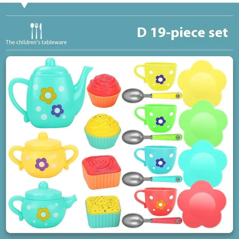 1 Set Plastic Teapot Teacup Food Pretend Play Toy Kids Simulation Tea Kit Kitchen Afternoon Tea Toys For Boy Girl Birthday Gift.