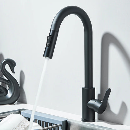 Pull Out Kitchen Faucet 360 Rotate Shower/Stream Sprayer Head Mixer Hot and Cold Water Tap Deck Mounted