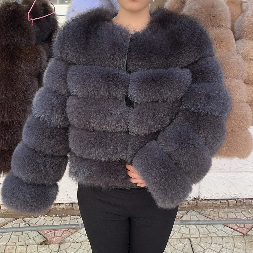 QUEENTINA Fuchspelzmantel Echt Winter Damen Neue Mode Flauschig 2025 Leder und Haut Weiße Kleidung Natürlich Neu in Mäntel und Jacken.