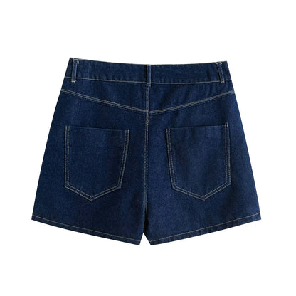Women Fashion With Pockets Wrap Denim Shorts Skirts High Waist Zipper Fly Female Skort Mujer.