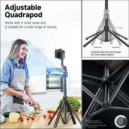Auto Face Tracking Tripod Selfie Stick 360° Rotation Mount 1.63m Extendable Auto Tracking Phone Holder Tripod for iPhone Camera.