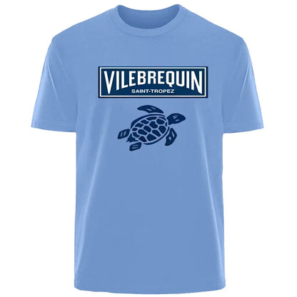 Interesting turtle outdoor travel vacation T-shirt for men, 100% pure cotton comfortable, loose and breathable top for summer.