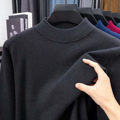 Half Turtleneck Knitwear Sweater New Autumn/Winter Mock Neck Sweatshirts Solid Color Pullovers Man Brand Casual Mens Clothing