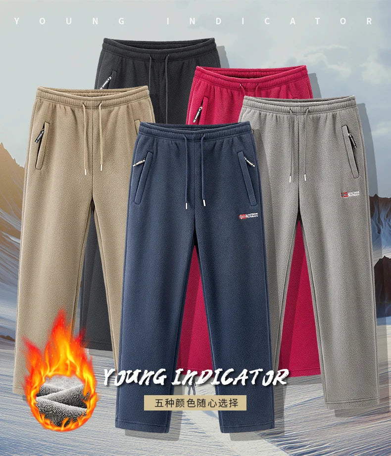 Winter Fleece Ski Pants Men's High Quality Extreme Cold Wool Thick Warm Trousers Women New 2025 Outdoor Camping Work Sweatpants.