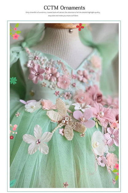 Luxuriöses und elegantes Schmetterlingsmädchen-Prinzessinnenkleid für 0–6 Jahre, formelle Jubiläumsfeier, flauschiges Kleid, Modellkunst, Aufführung.
