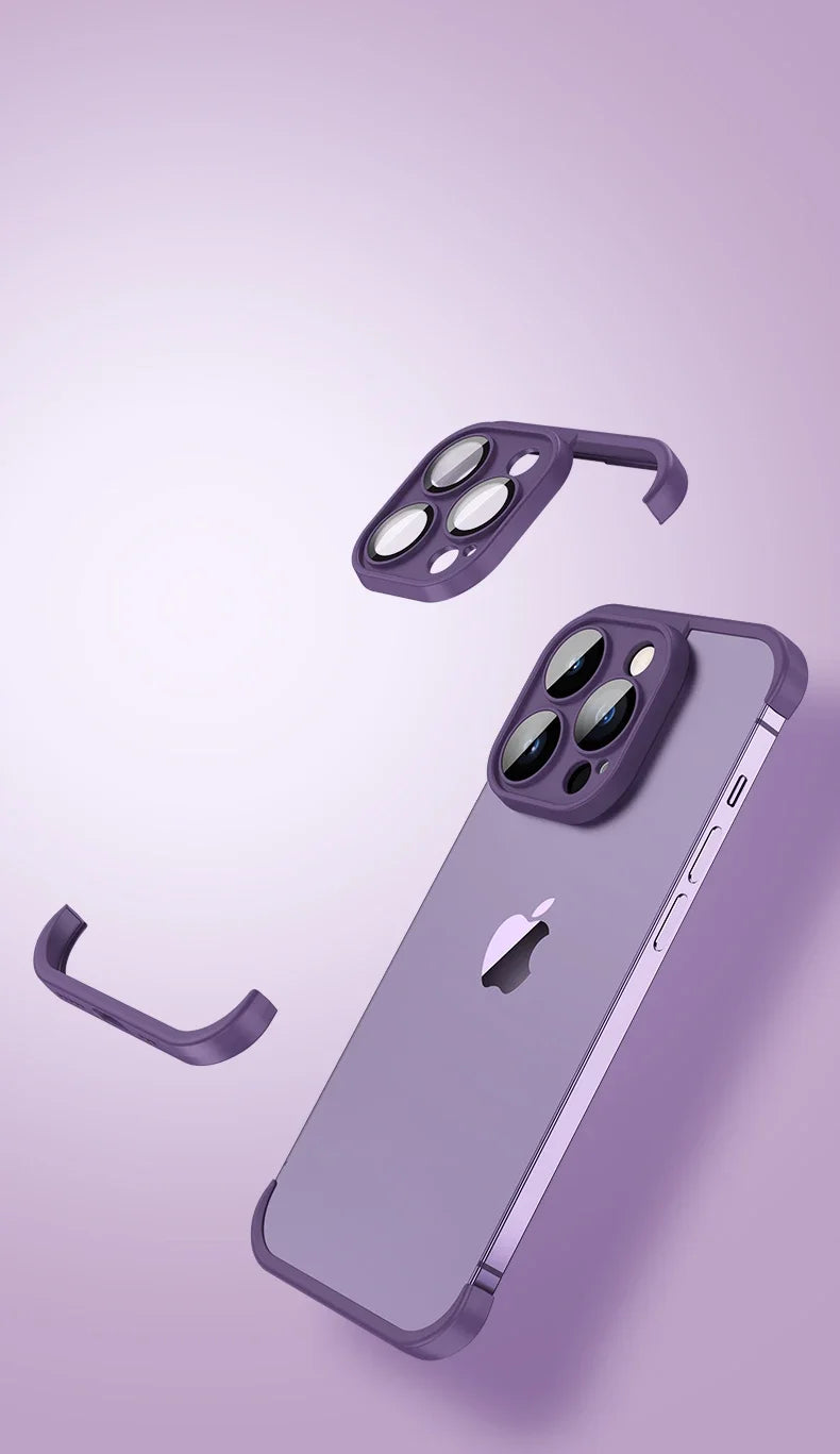 Frameless Silicone Bumper with Lens Protector Case for IPhone 17 Air 14 13 12 15 16 Pro Max Plus 15Pro 16Pro IPones Corner Cover.