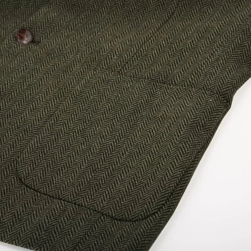 British-style men's suit jacket Houndstooth tweed sports jacket Double-breasted formal jacket    British-Style Men's Suit Jacket.