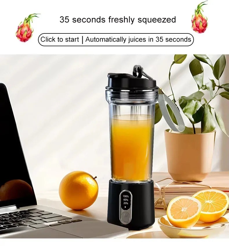 New Portable Juicer Dual-use Juice Cup USB 4000mAh Battery Indoor Outdoor Fruit Blender 300W Smoothie Juice Bottle Cup Blender.