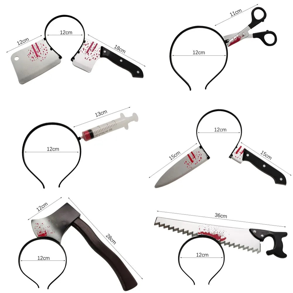 Halloween Haar Reifen Horror Blut gefälschte Axt Sägen Messer Gothic Stirnband Halloween Party Maskerade Cosplay Prop Dekor Zubehör.
