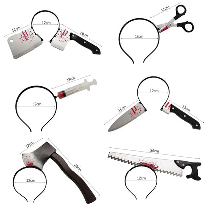 Halloween Haar Reifen Horror Blut gefälschte Axt Sägen Messer Gothic Stirnband Halloween Party Maskerade Cosplay Prop Dekor Zubehör.