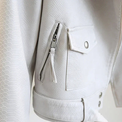 Dünne Jacke mit Gürtel Weibliche Streetwear Leder Mantel Biker Moto Frühling Herbst Frauen Faux Leder Jacke Oberbekleidung Neue Mode.