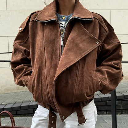 Retro-Jacke, modisch, Frühling und Herbst, lässig, lockere Tasche, langärmelig, trendig, cool, vielseitig, hochwertige Damen-Kurzjacke