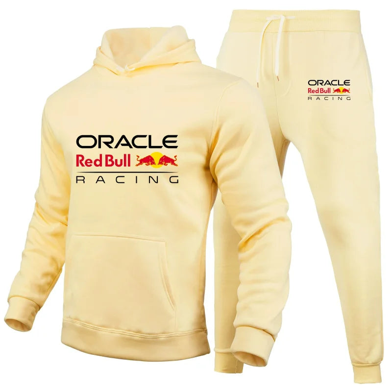 Men's Red Bull Logo Sports Suit Comfortable Simple Solid Color Sportswear Off-road Riding Red Bull Training Two-piece Suit.