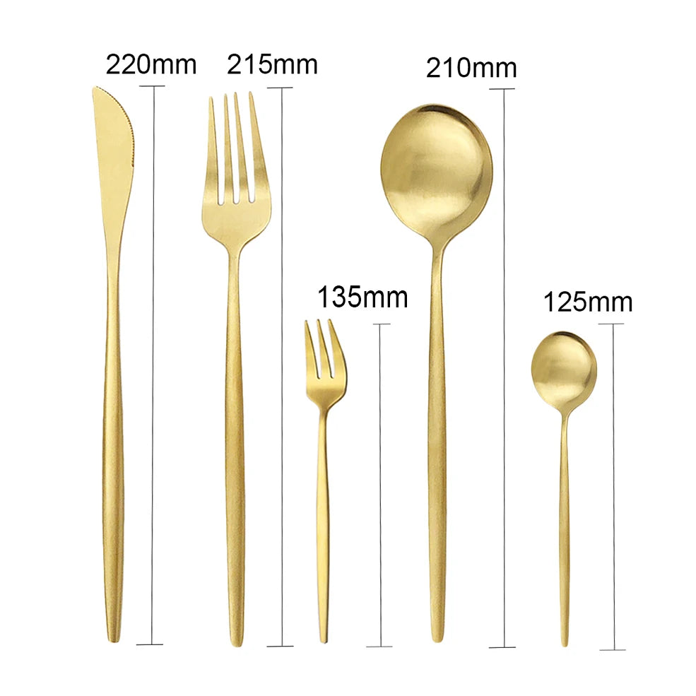 30-Piece Matte Stainless Steel Tableware Knife, Fork and Spoon.