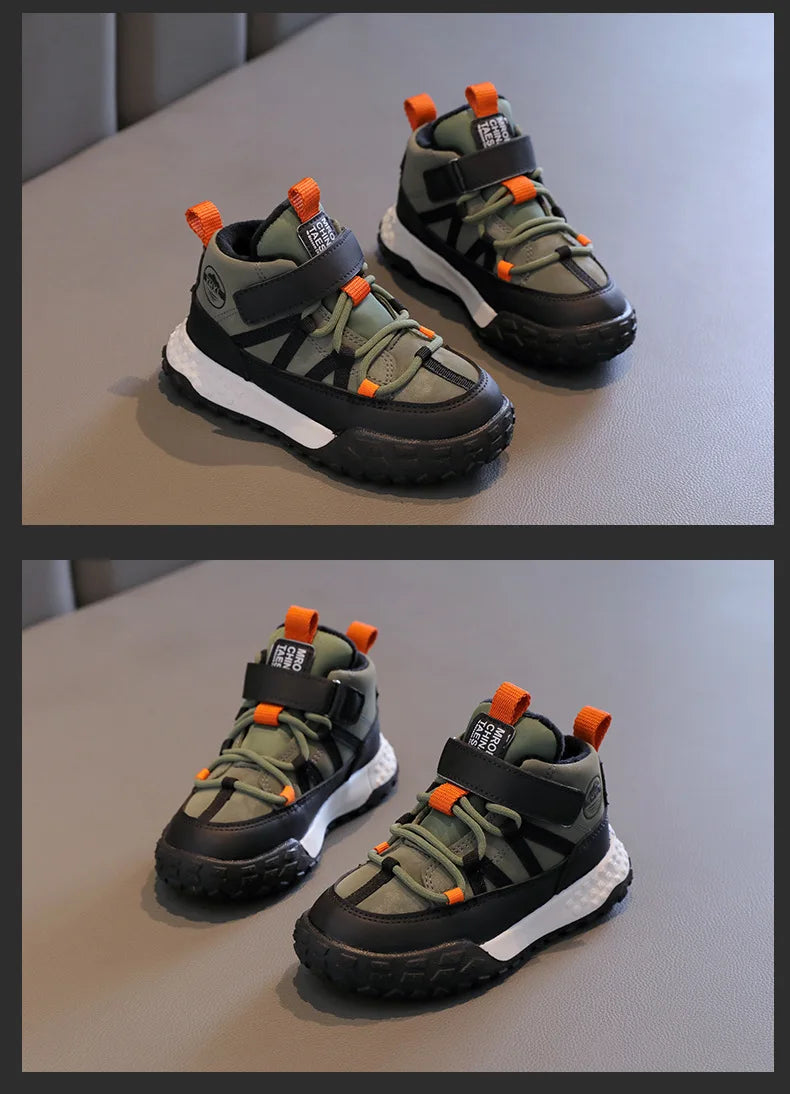 Childrens Sneakers 2025 Autumn Winter Boys Sport Shoes Girls Plush Warm Cotton Casual Shoes Studnet High Top Outdoor Ankle Boots.