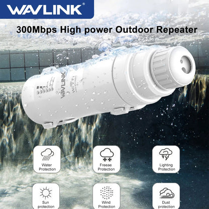 Wavlink High Power 300Mbps Wireless Wifi Repeater Outdoor 2.4G Wireless Wifi Router /Long Range Extender POE High Gain Antennas.