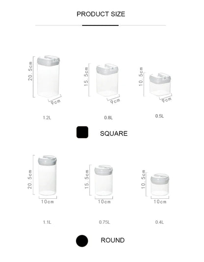 Air-Tight Food Storage Container for Cereals Easy Lock Sealed Jar Plastic Transparent Milk Powder Grains Candy Kitchen Organizer.