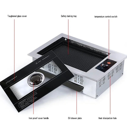 U-shaped electric oven Korean household non stick electric oven smokeless barbecue plate iron plate barbecue pot.