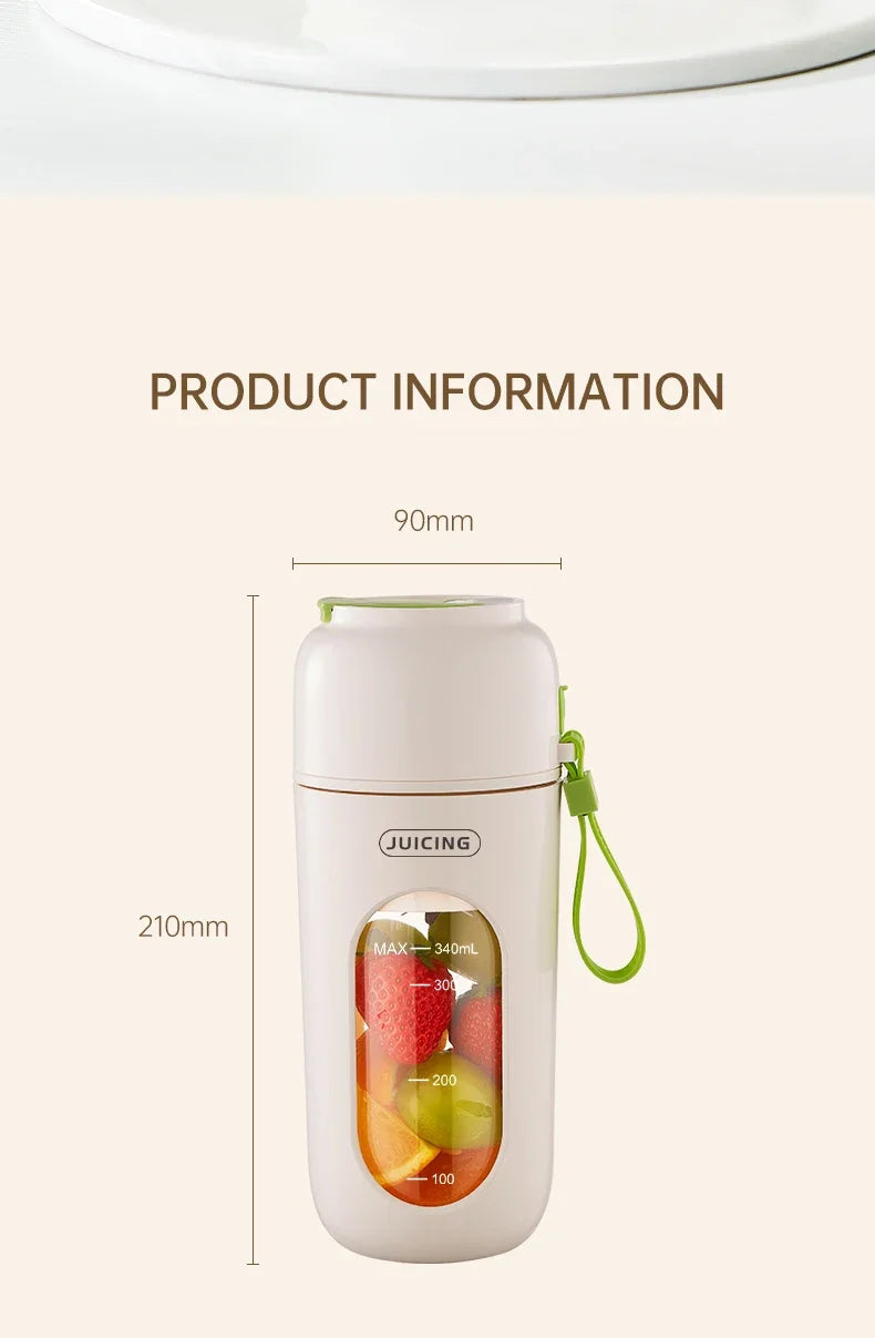 Portable Multi-function USB Wireless Juicer 12-blade Head Fast Juice Extraction 2600mAh Capacity Indoor and Outdoor Mixing Cup