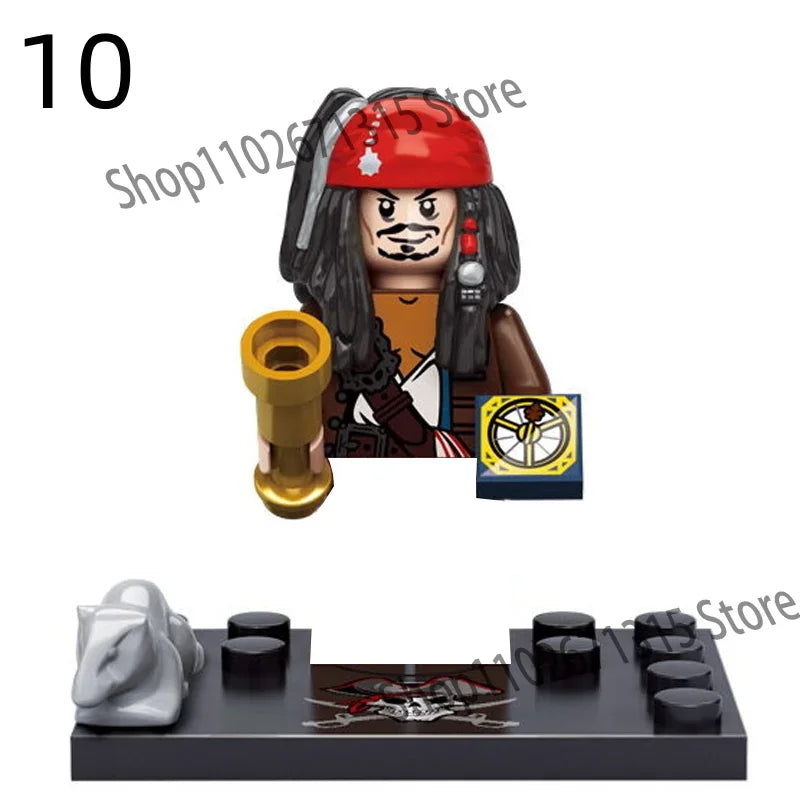 Movies Pirates Of The Caribbean Jack Sparrow Classic Movie Figures Head accessories Building Blocks Toys For Children