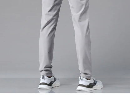 Korean Men's Warm Golf Pants Slim Straight Winter Thick Fleece Casual Pants Business Fashion Stretch Thermal Trousers Male.