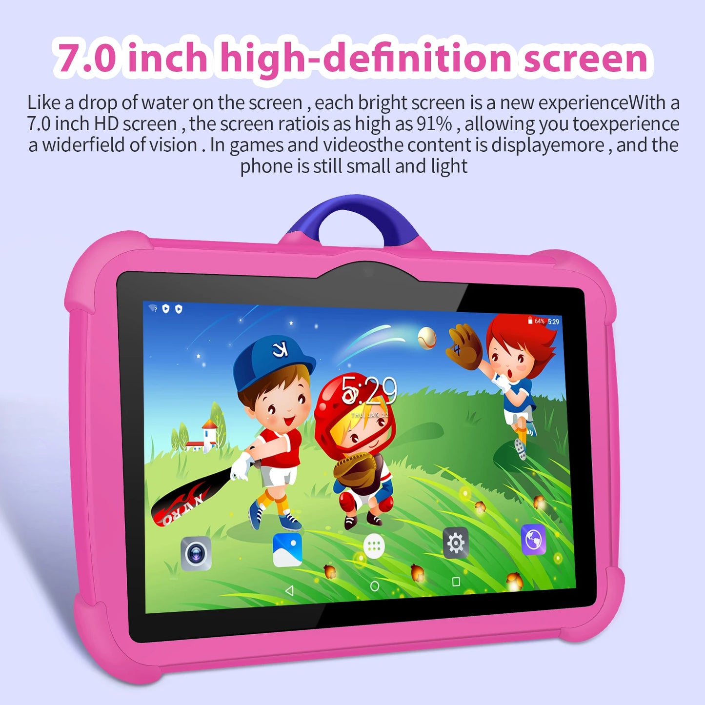 New Cartoon Pattern Kids Tablet 7 Inch Quad Core 4GB RAM 64GB ROM Android Learning Education Games Tablets Children's Gifts.