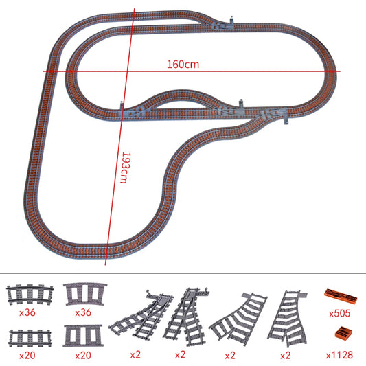 MOC City Creative Idea Train Straight and Curved Rails Base Tracks Shoulder Building Blocks Bricks Accessories DIY kid Toys gift.