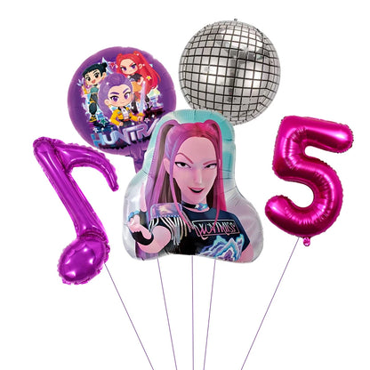 1 Set Kpop Dämonenjäger Thema Ballon Mädchen Alles Gute zum Geburtstag Party Dekoration Kinder Baby Dusche Geschenke Lieferungen