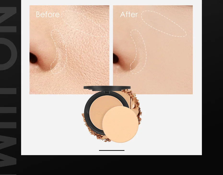 FOCALLURE 3 Colors Make Up Face Powder Brighten Oil-control Nude Makeup Pressed Powder Foundation Makeup Base Cosmetics.