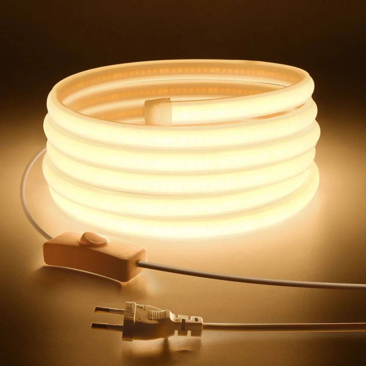 35M Neon Soft Tube Cob LED Strip Light Super Bright 320LEDs/m RA90 with Switch EU/US Plug Waterproof Outdoor Decor 110V 220V.